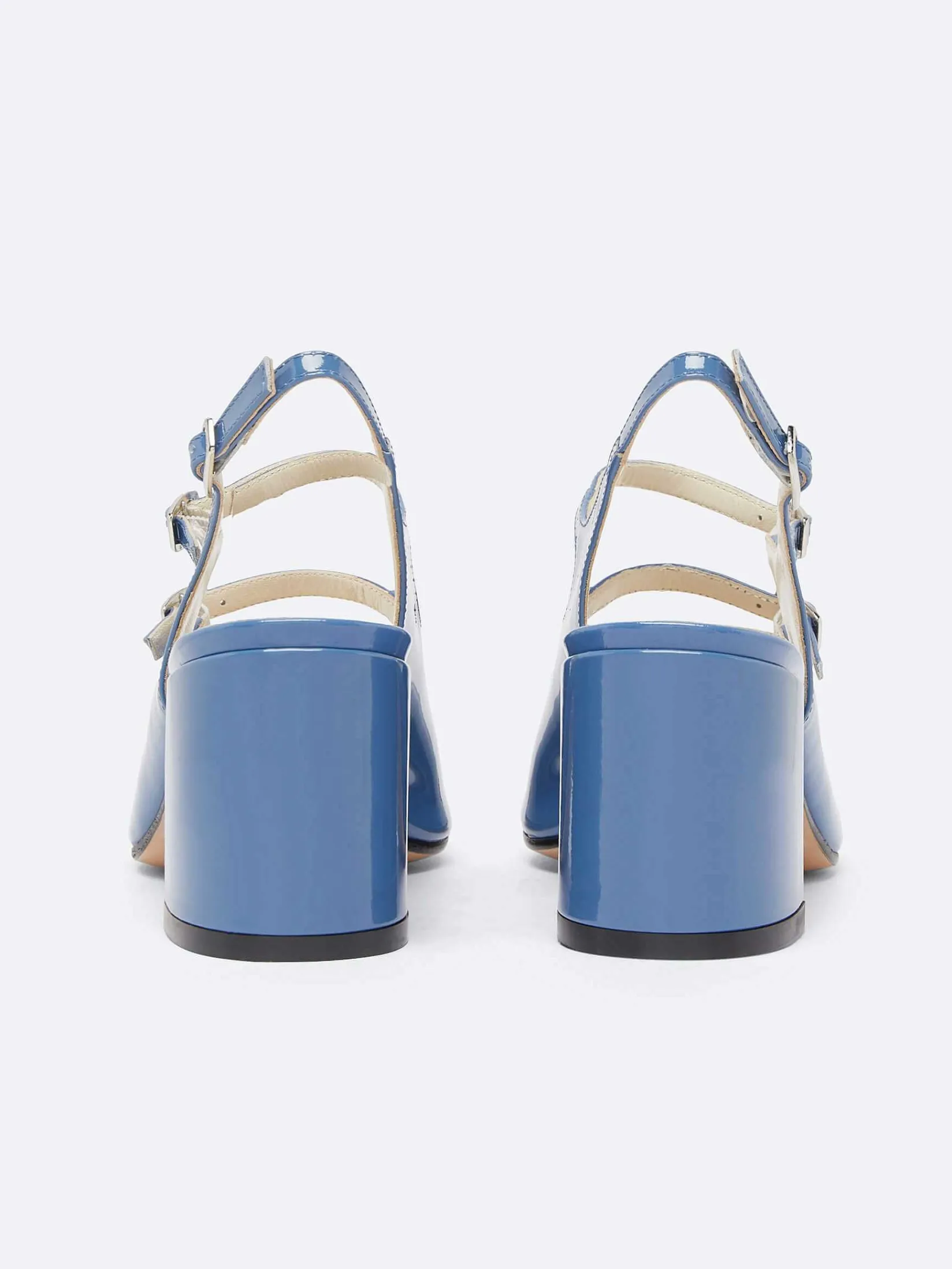 Blue Denim Upcycled Patent Leather Slingback Mary Janes-Carel Sale