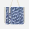 Blue Monogrammed Tote Bag With Jacquard Weave-Carel Clearance