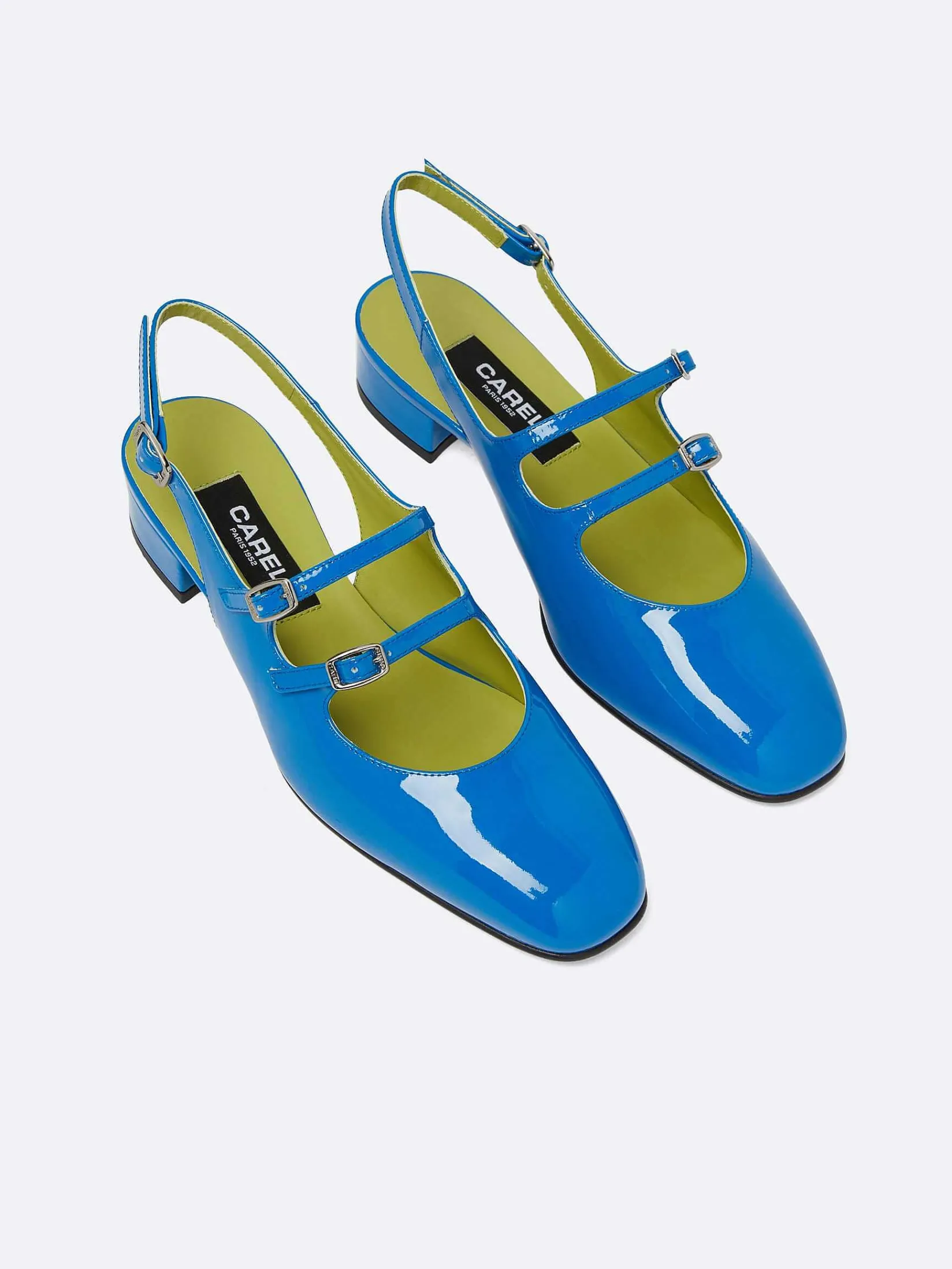 Blue Patent Leather Slingback Mary Janes-Carel Sale
