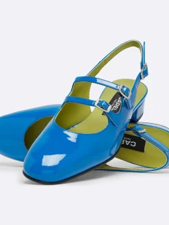 Blue Patent Leather Slingback Mary Janes-Carel Sale