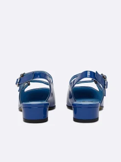 Blue Upcycled Patent Leather Slingback Mary Janes-Carel Online
