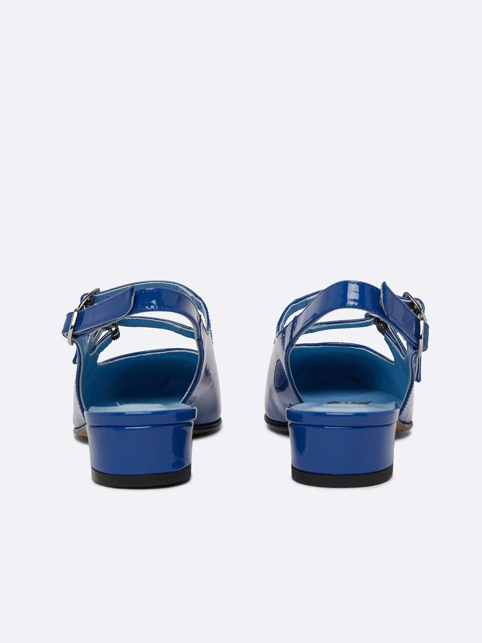 Blue Upcycled Patent Leather Slingback Mary Janes-Carel Online
