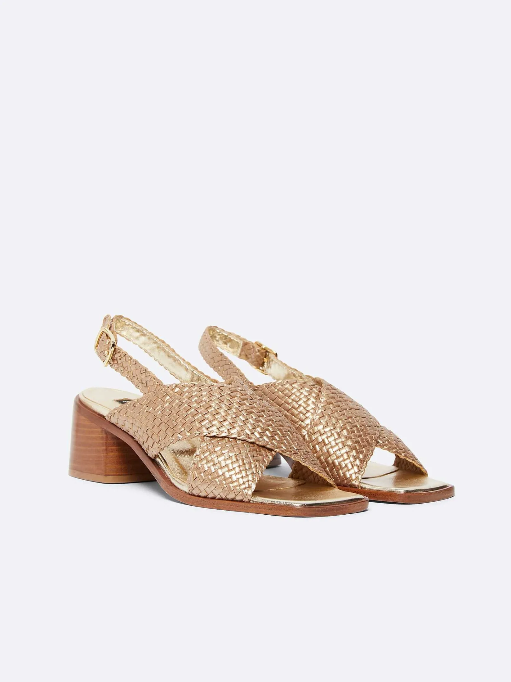 Bronze Platinum Woven Leather Sandals-Carel New