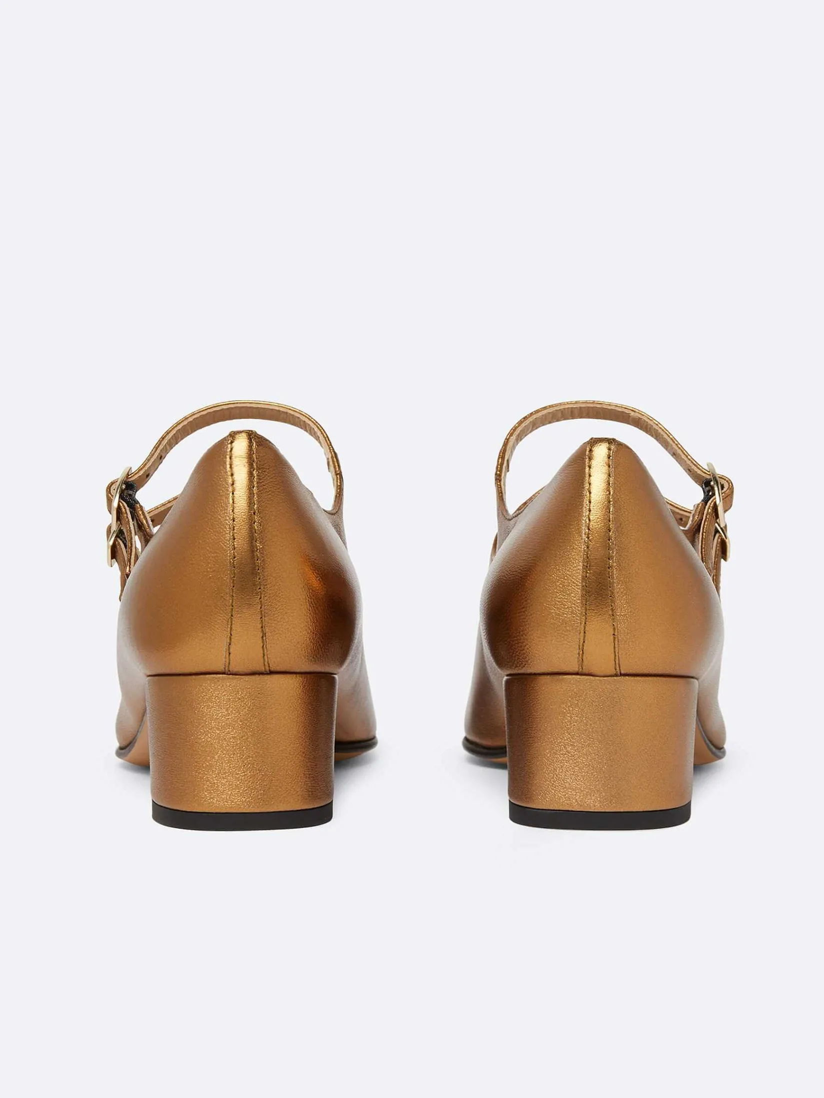 Bronze Upcycled Leather Mary Janes Pumps-Carel Fashion