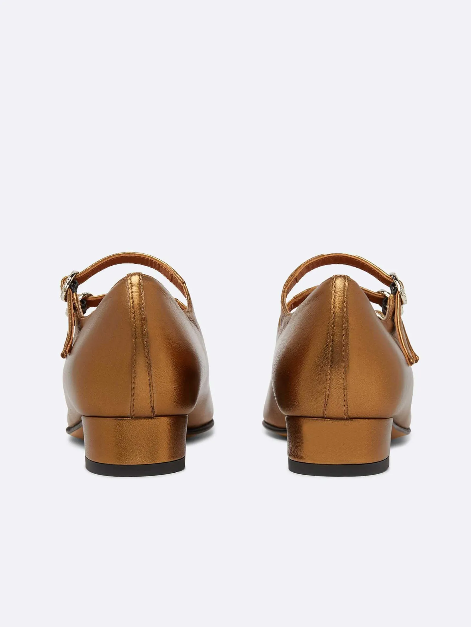 Bronze Upcycled Leather Mary Janes Ballet Flats-Carel Shop