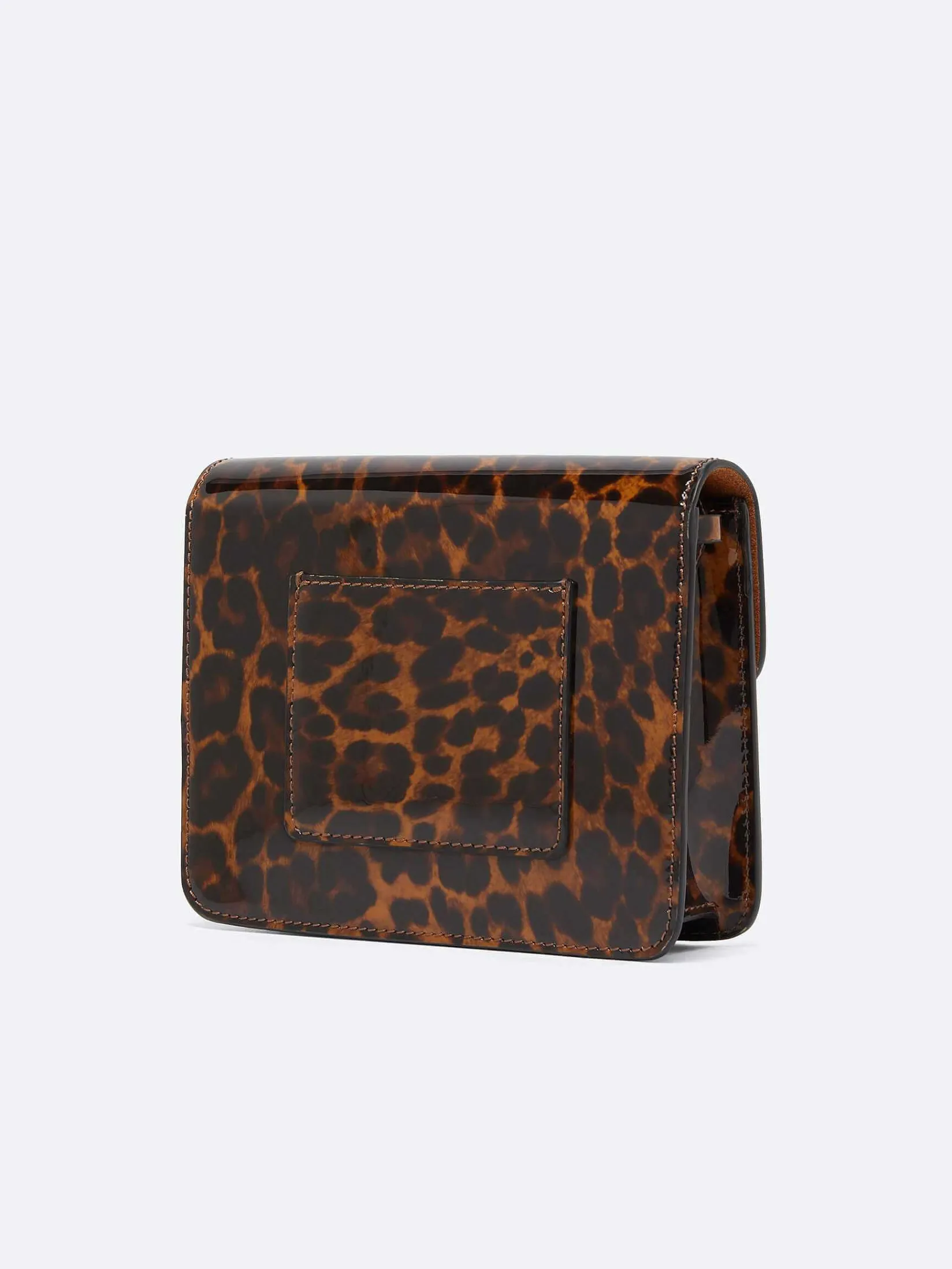 Brown Patent Leather Bag With Leopard Print-Carel Shop