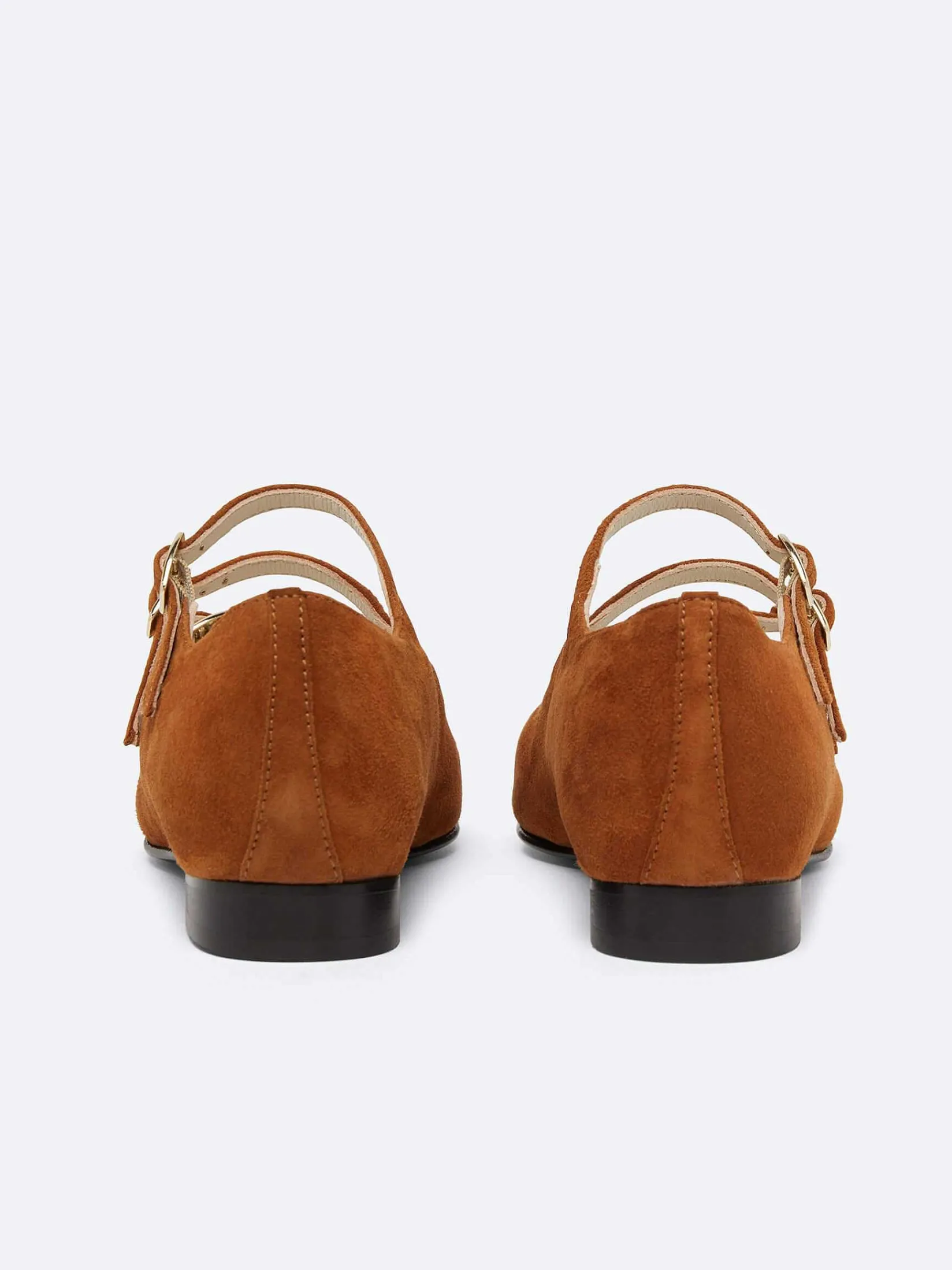 Brown Suede Leather Mary Janes Ballet Flats-Carel Discount