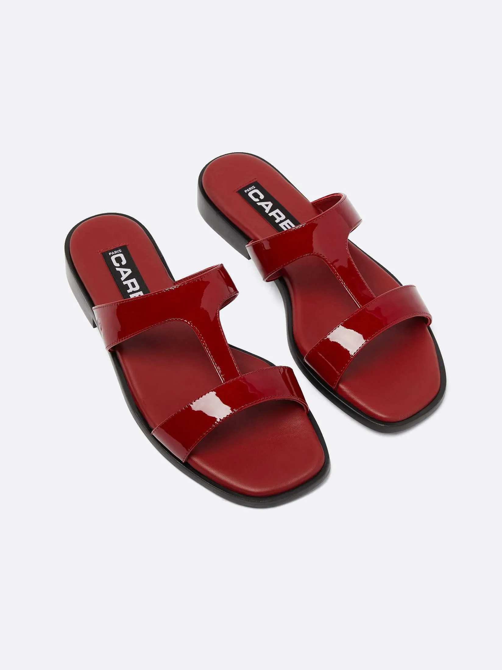 Burgundy Patent Leather Flat Mules-Carel Best