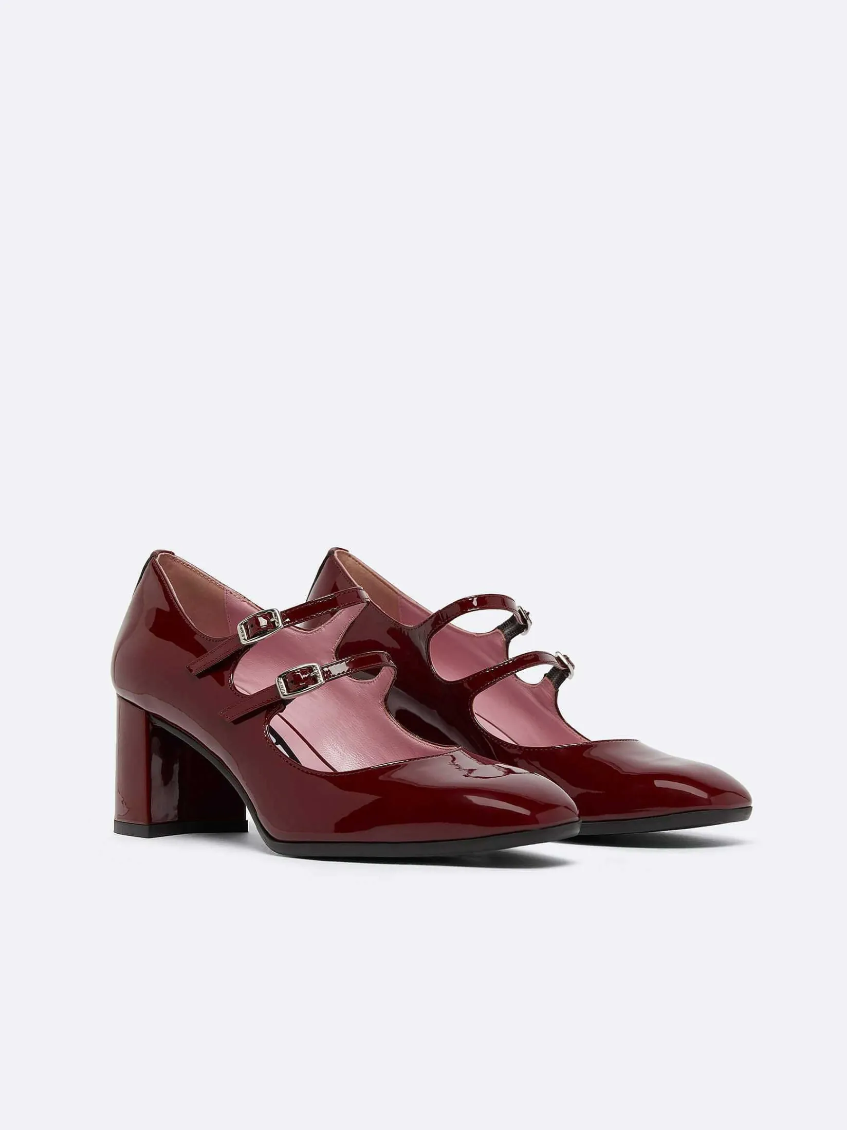 Burgundy Patent Leather Mary Janes Pumps-Carel Online