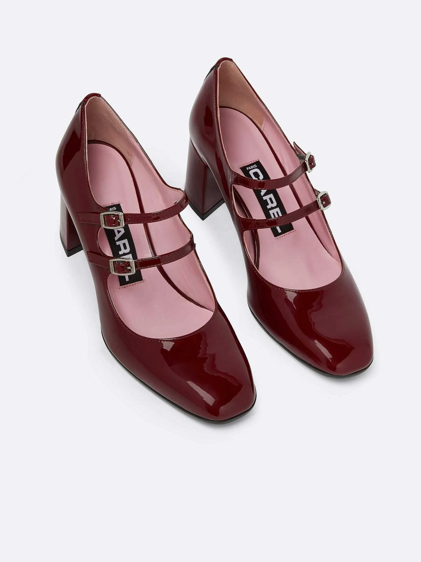 Burgundy Patent Leather Mary Janes Pumps-Carel Online