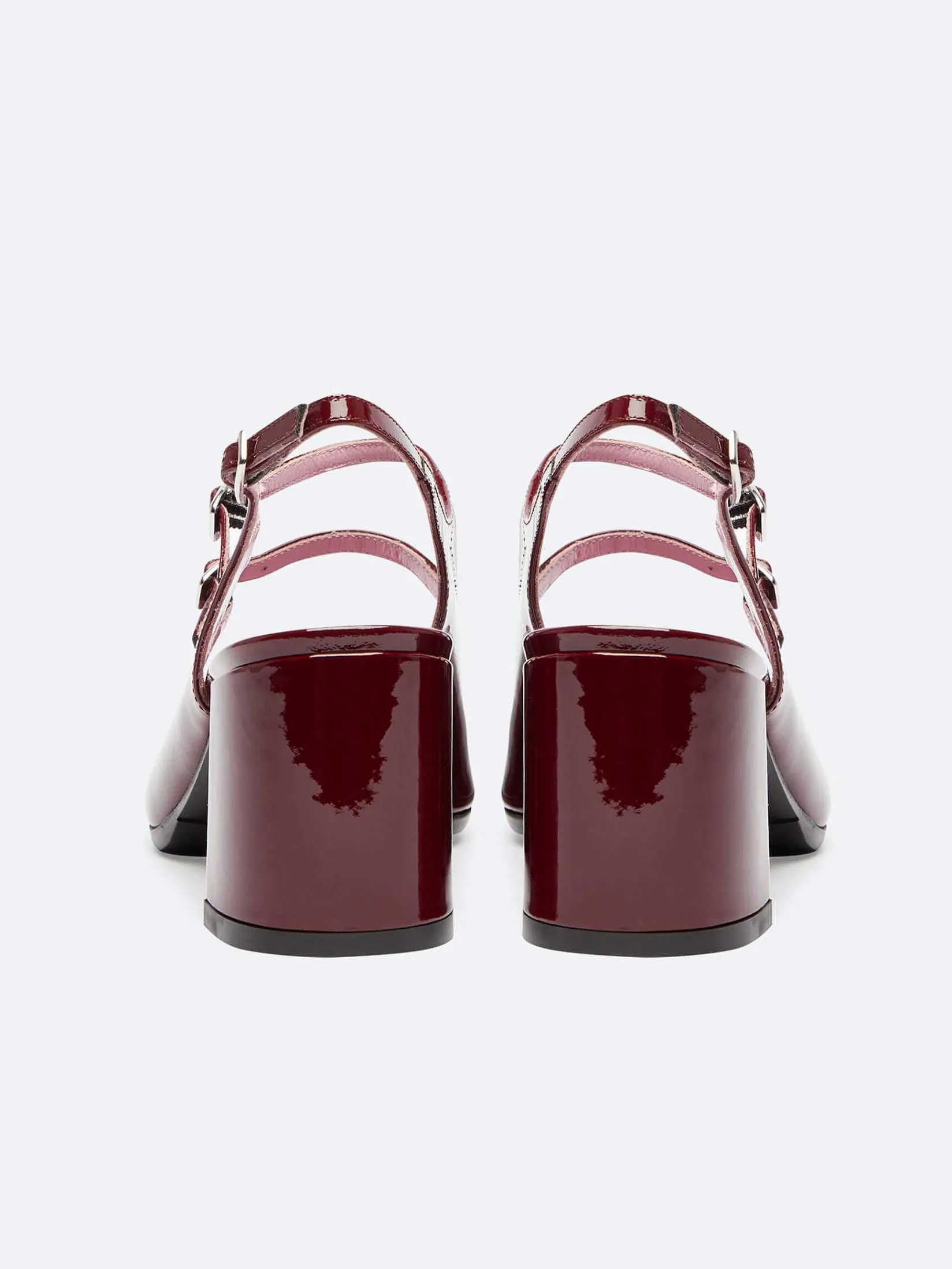 Burgundy Patent Leather Slingback Mary Janes-Carel Flash Sale