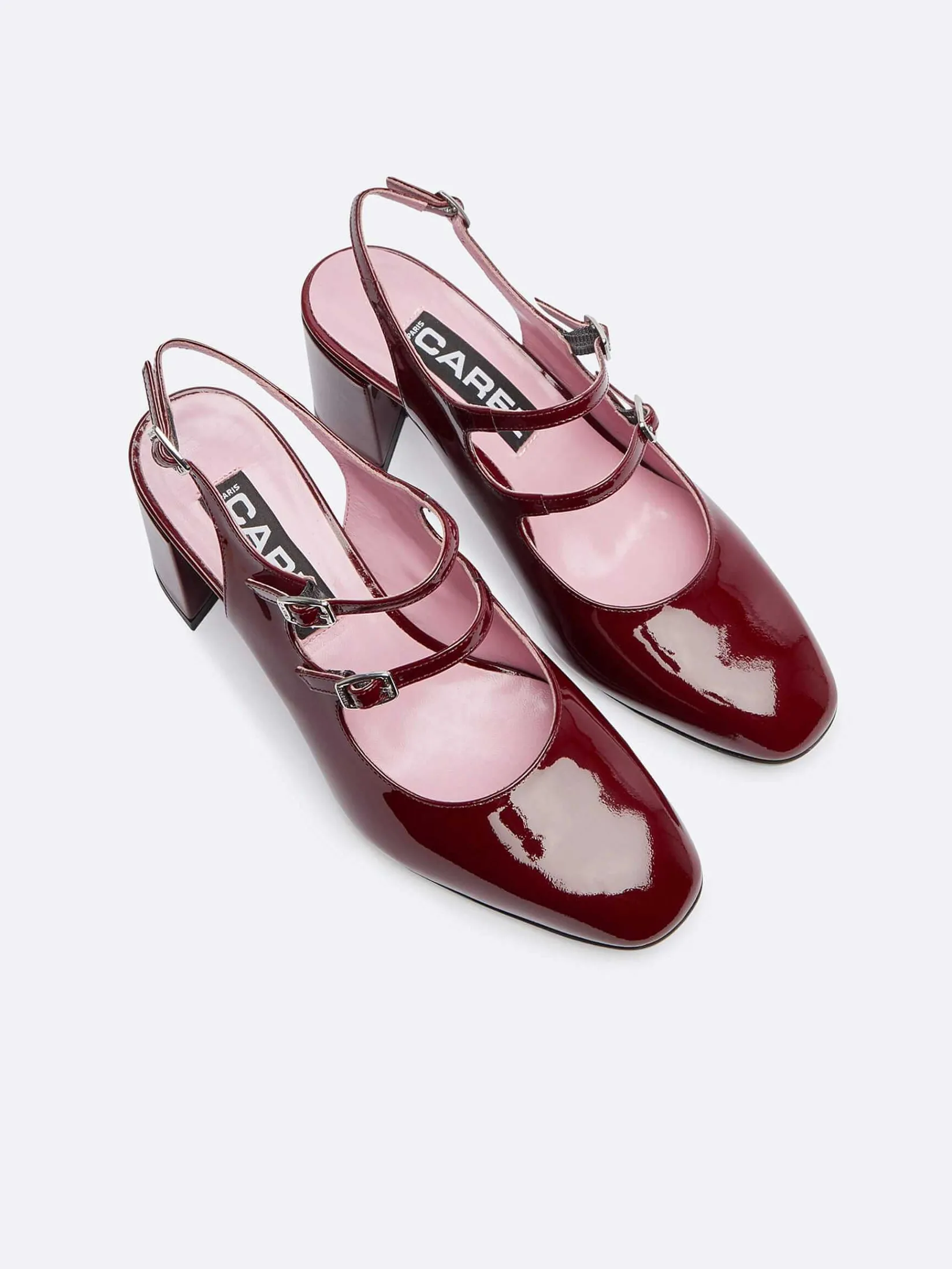 Burgundy Patent Leather Slingback Mary Janes-Carel Flash Sale