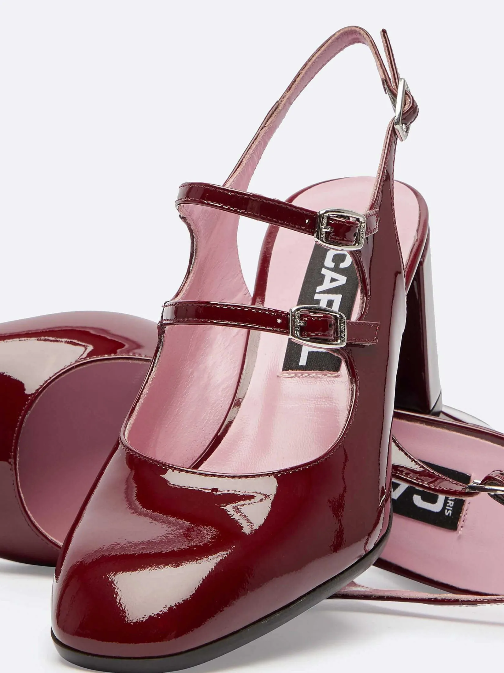 Burgundy Patent Leather Slingback Mary Janes-Carel Flash Sale