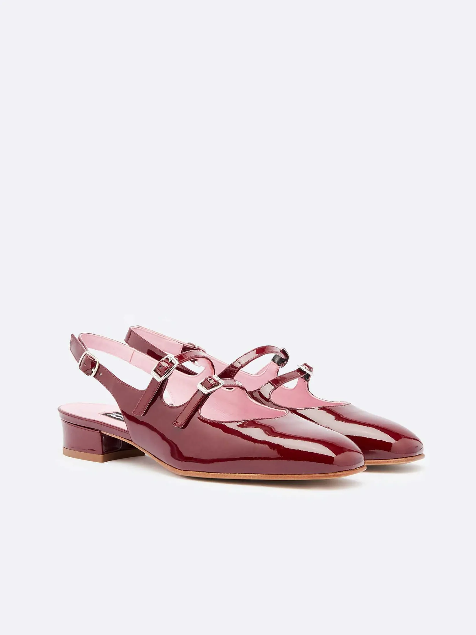 Burgundy Patent Leather Slingback Mary Janes-Carel Store
