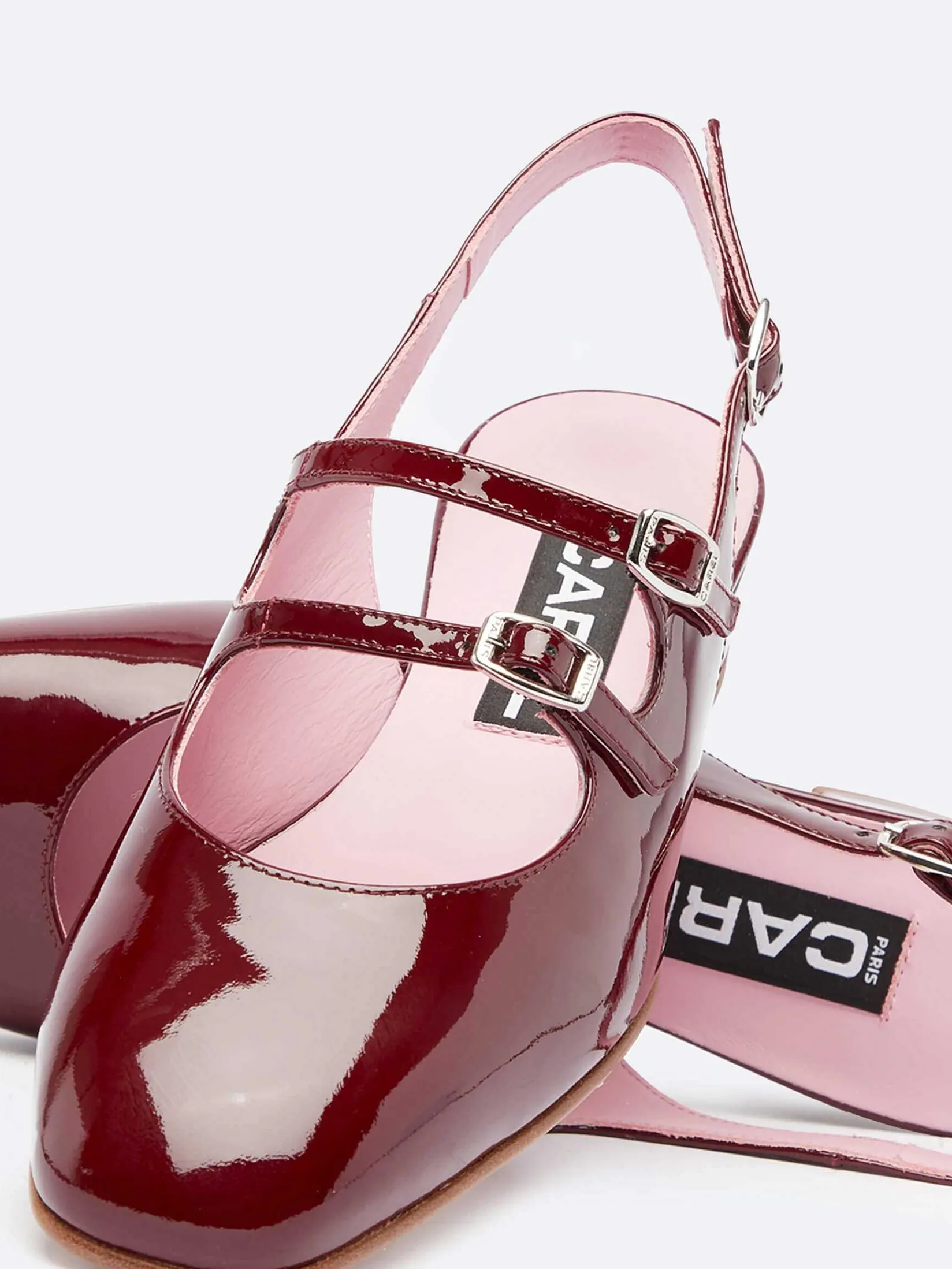 Burgundy Patent Leather Slingback Mary Janes-Carel Store