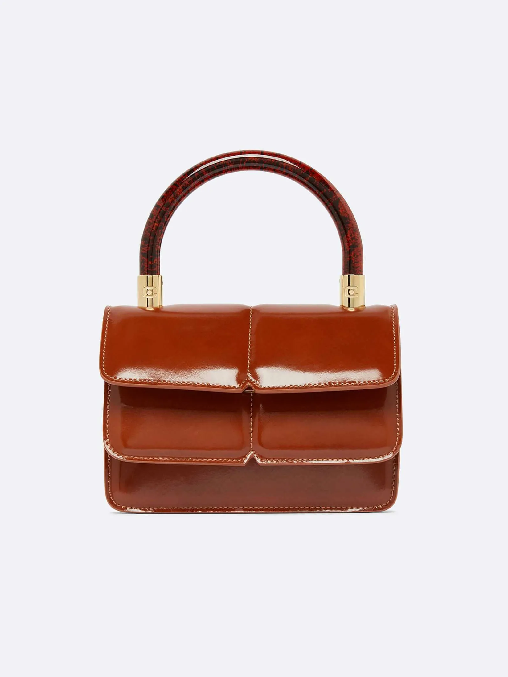 Camel Glossy Leather Handbag-Carel Flash Sale