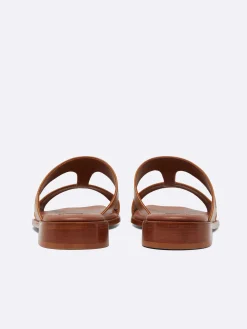 Camel Leather Flat Mules-Carel Flash Sale