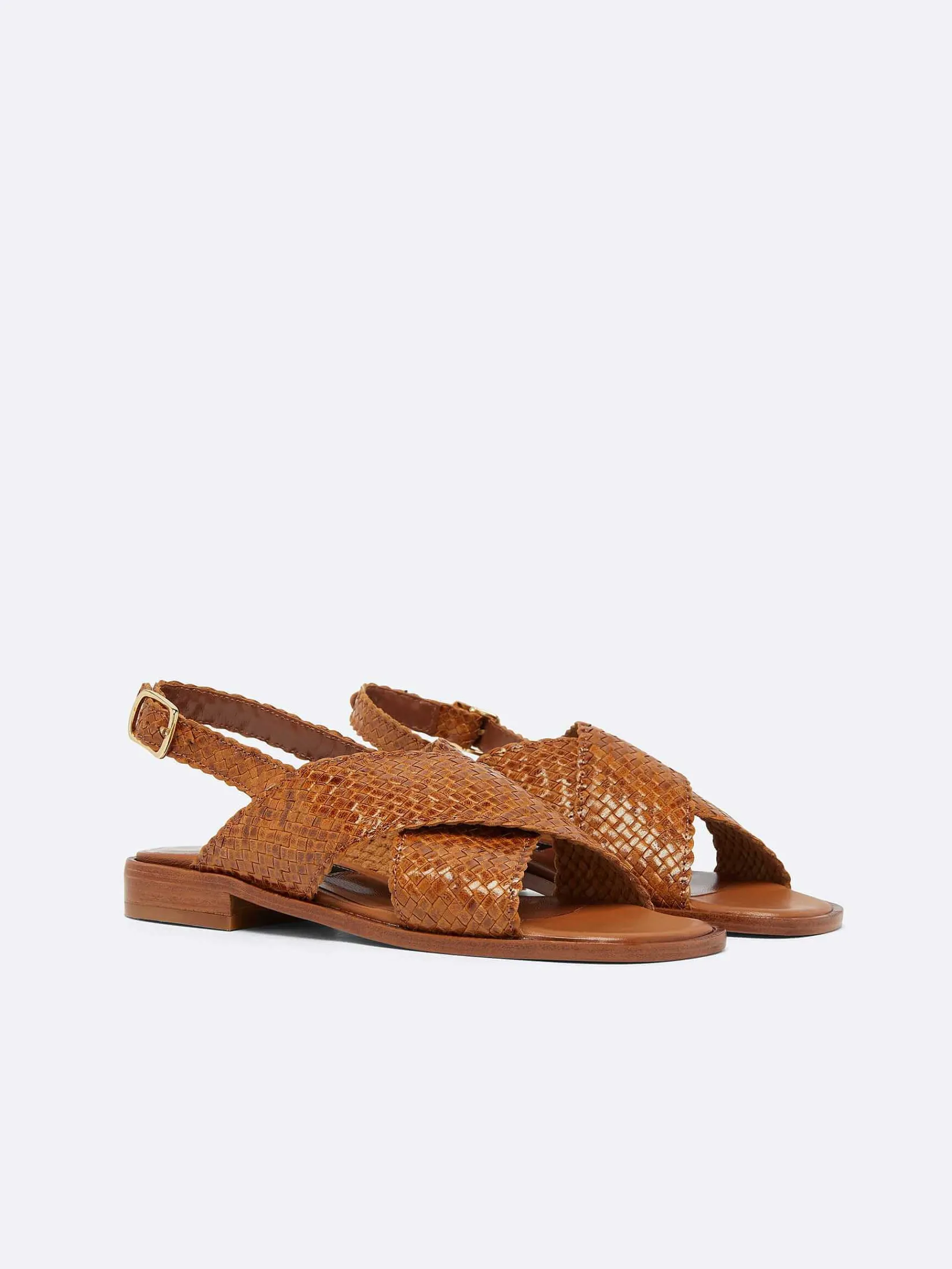 Camel Woven Leather Sandals-Carel Cheap