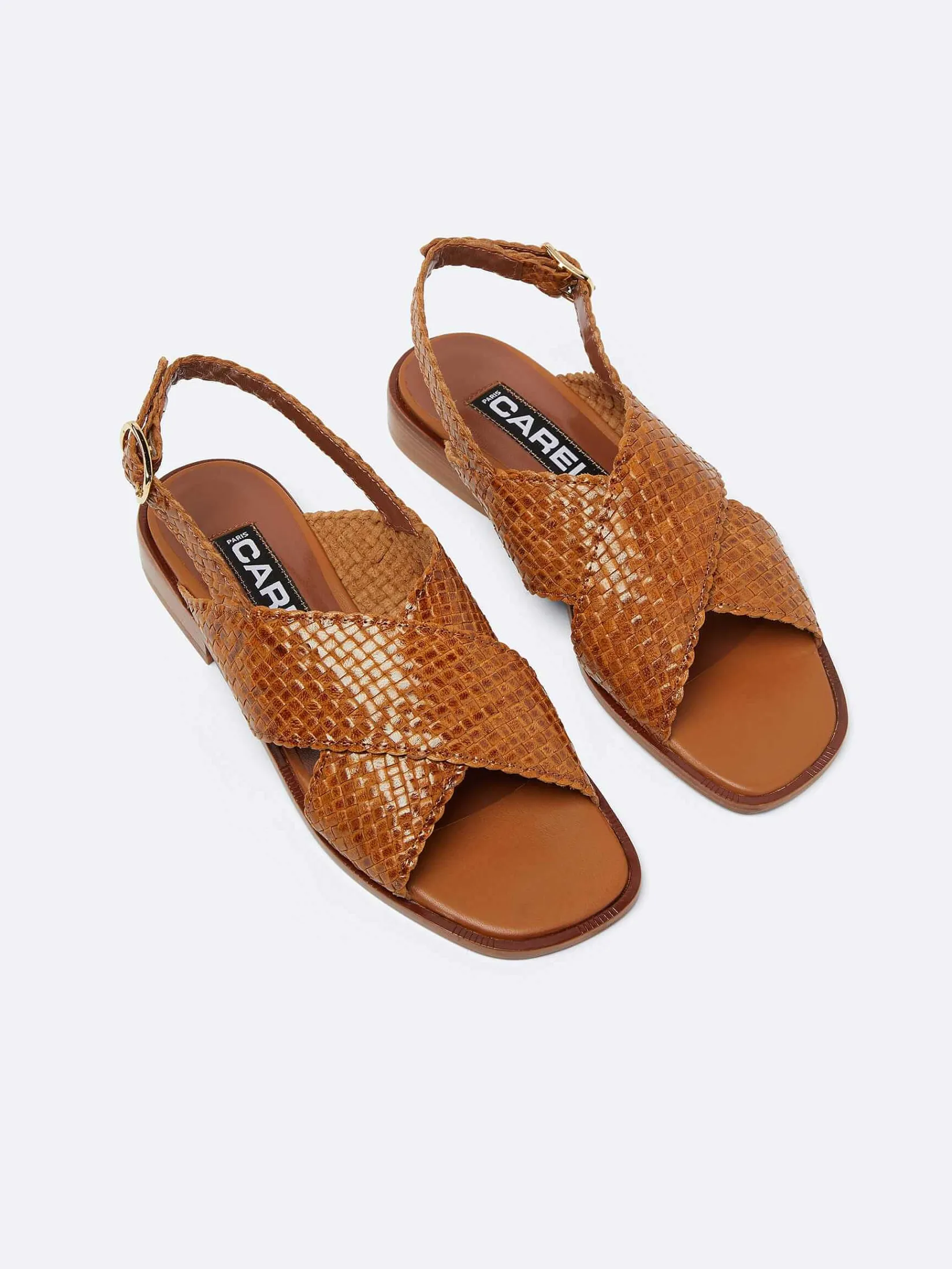 Camel Woven Leather Sandals-Carel Cheap