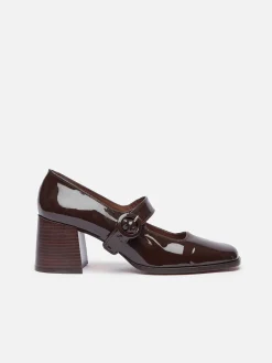 Chocolate Patent Leather Mary Janes Pumps-Carel New