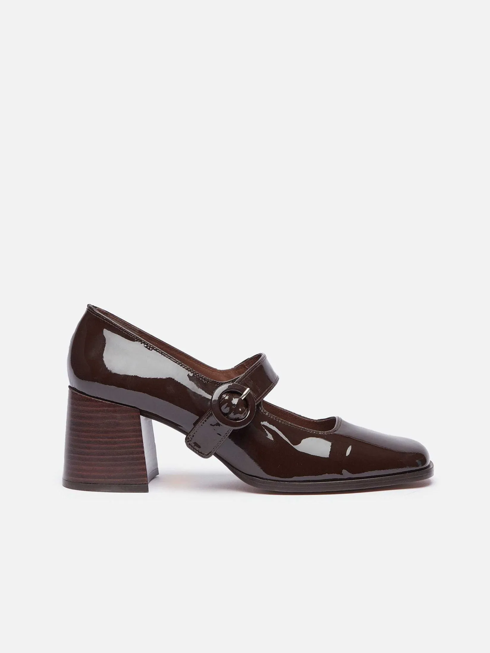 Chocolate Patent Leather Mary Janes Pumps-Carel New