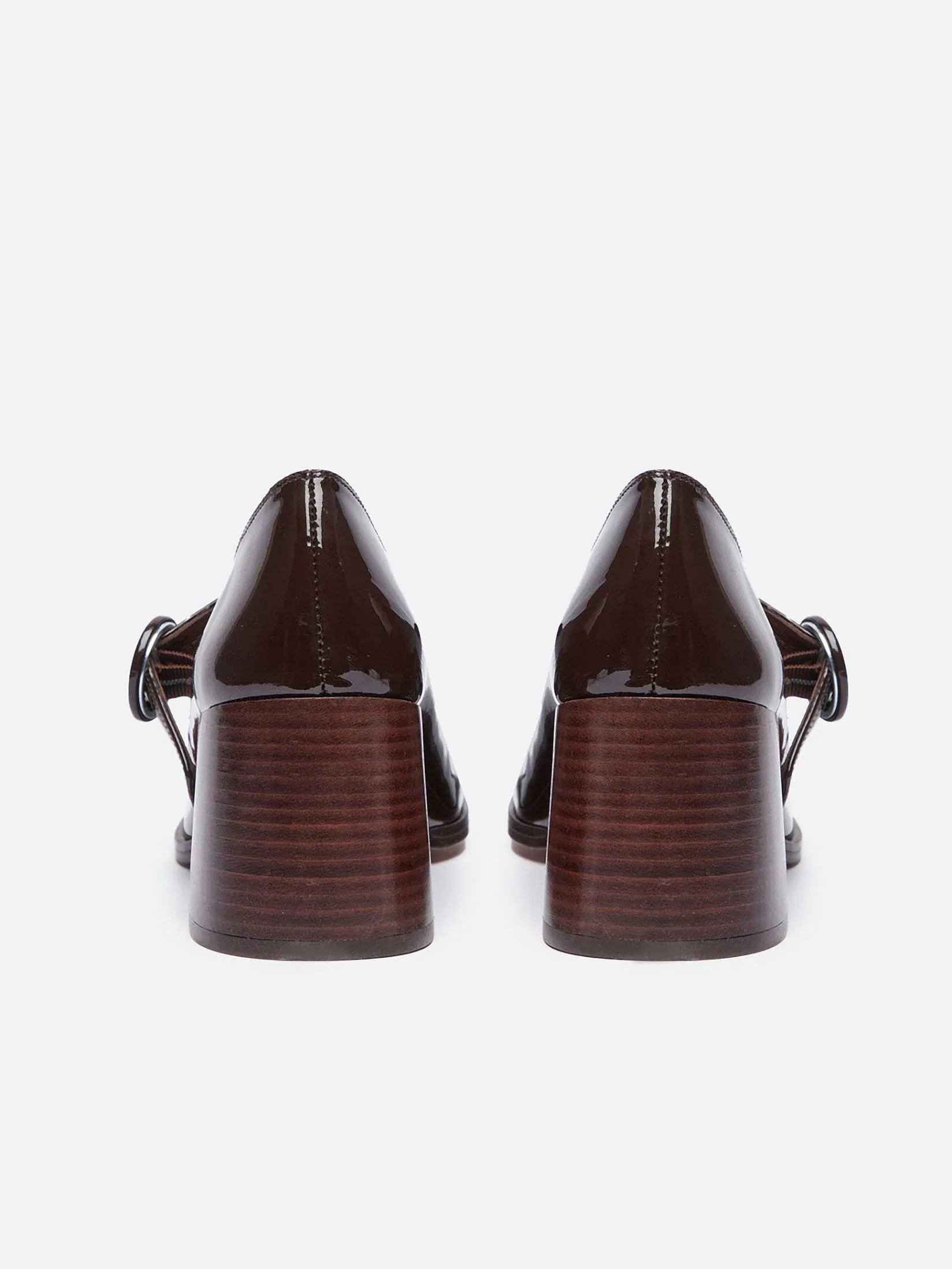 Chocolate Patent Leather Mary Janes Pumps-Carel New