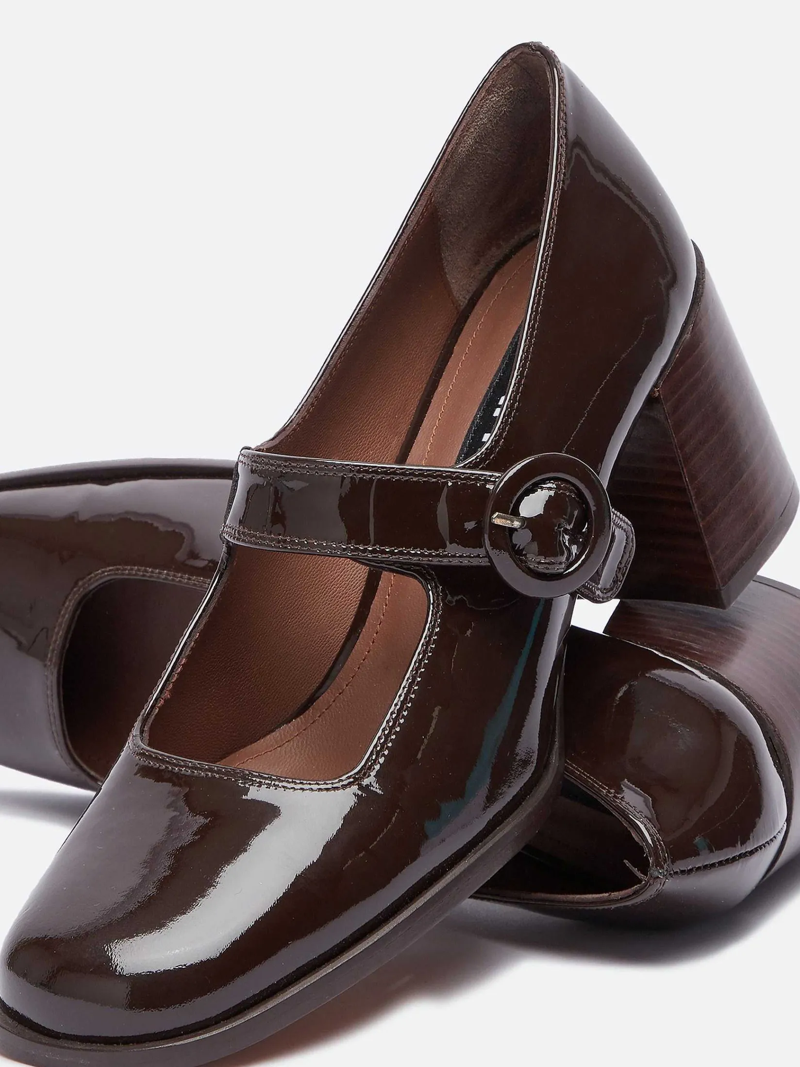 Chocolate Patent Leather Mary Janes Pumps-Carel New