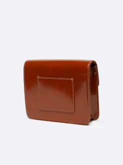 Cognac Glossy Leather Bag-Carel Clearance