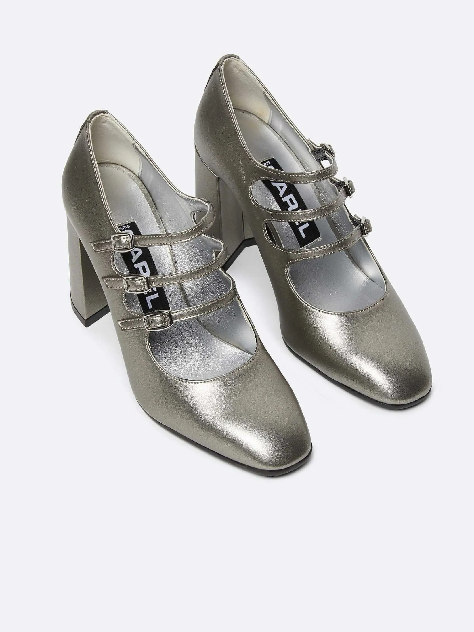 Dark Silver Appleskin Mary Janes Pumps-Carel Flash Sale
