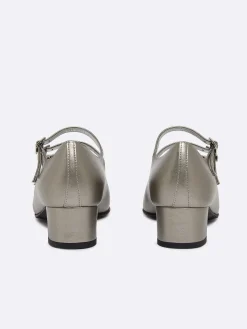 Dark Silver Appleskin Mary Janes Pumps-Carel New