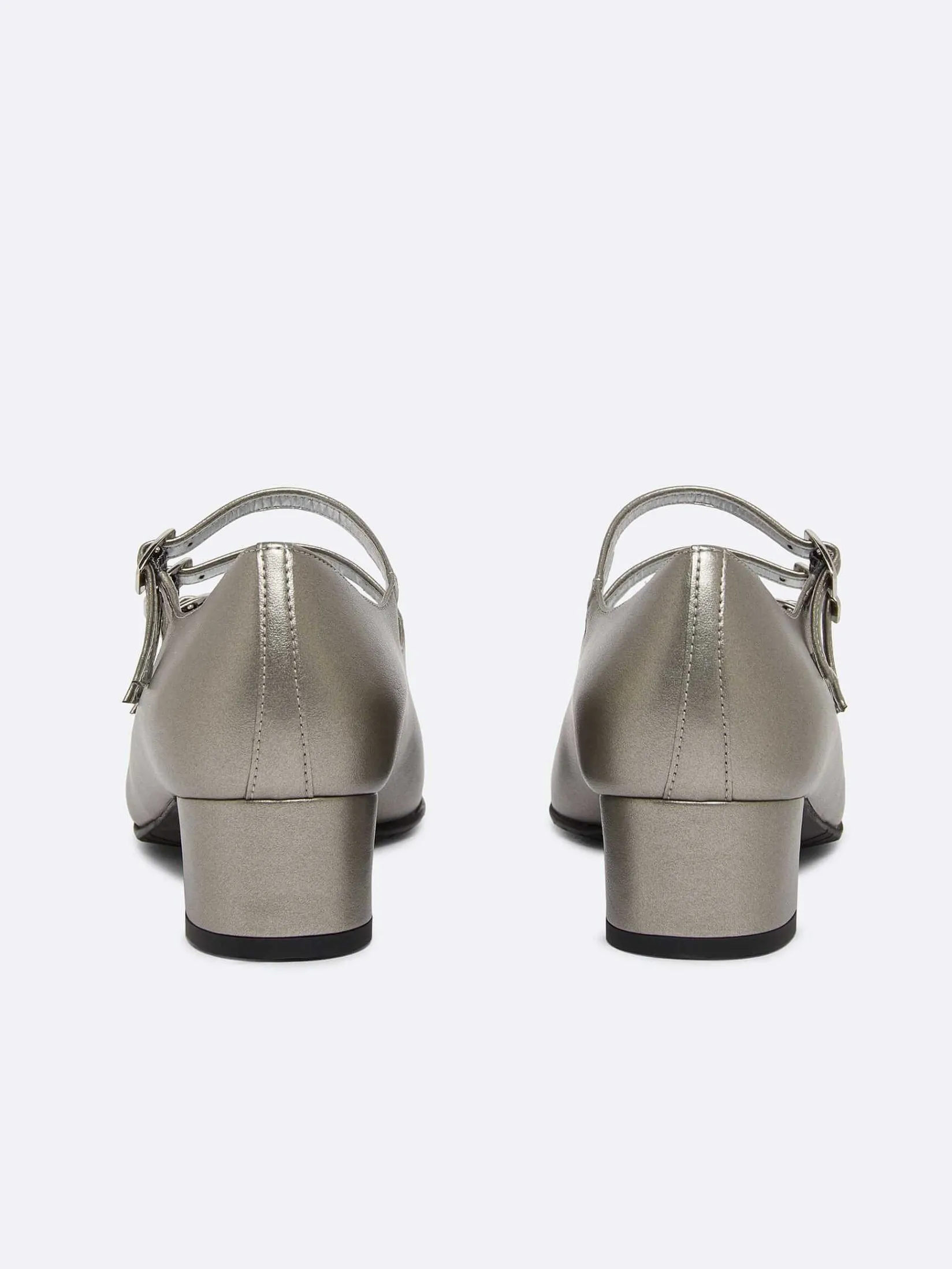Dark Silver Appleskin Mary Janes Pumps-Carel New