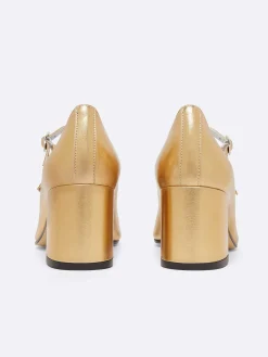 Gold Laminated Leather Mary Janes Pumps-Carel Online