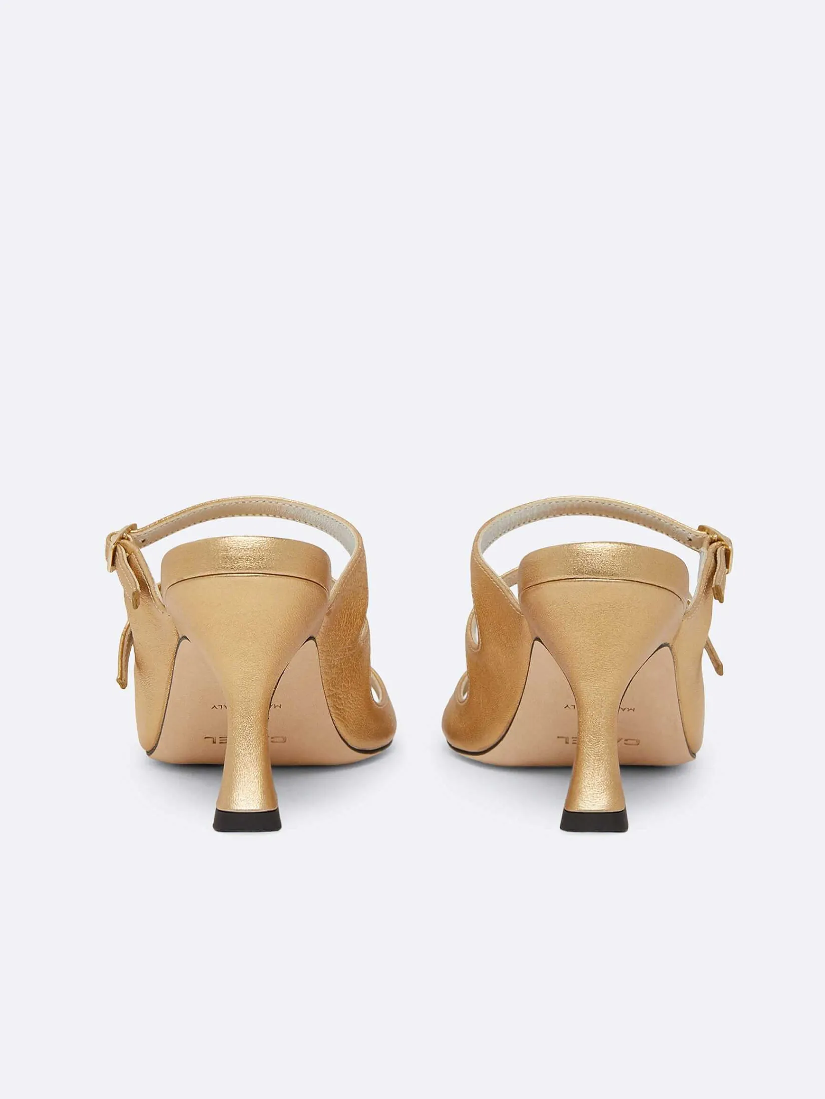 Gold Laminated Leather Mules-Carel Flash Sale