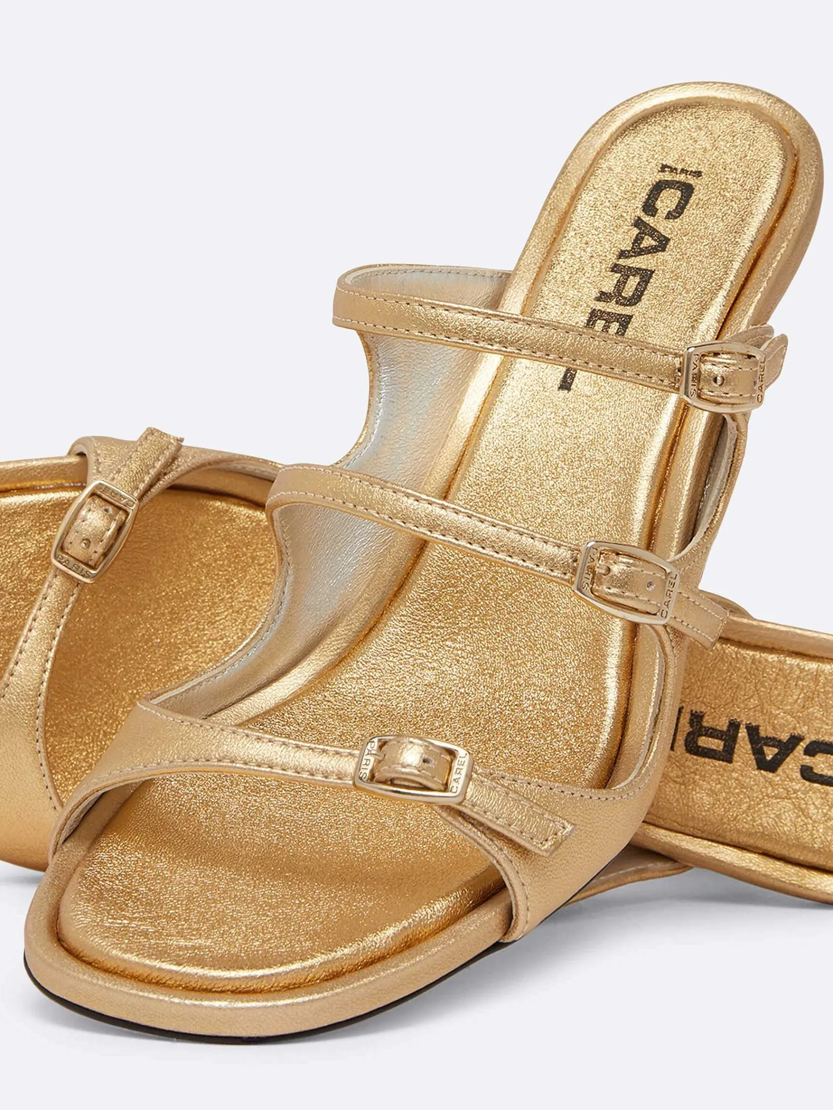 Gold Laminated Leather Mules-Carel Flash Sale