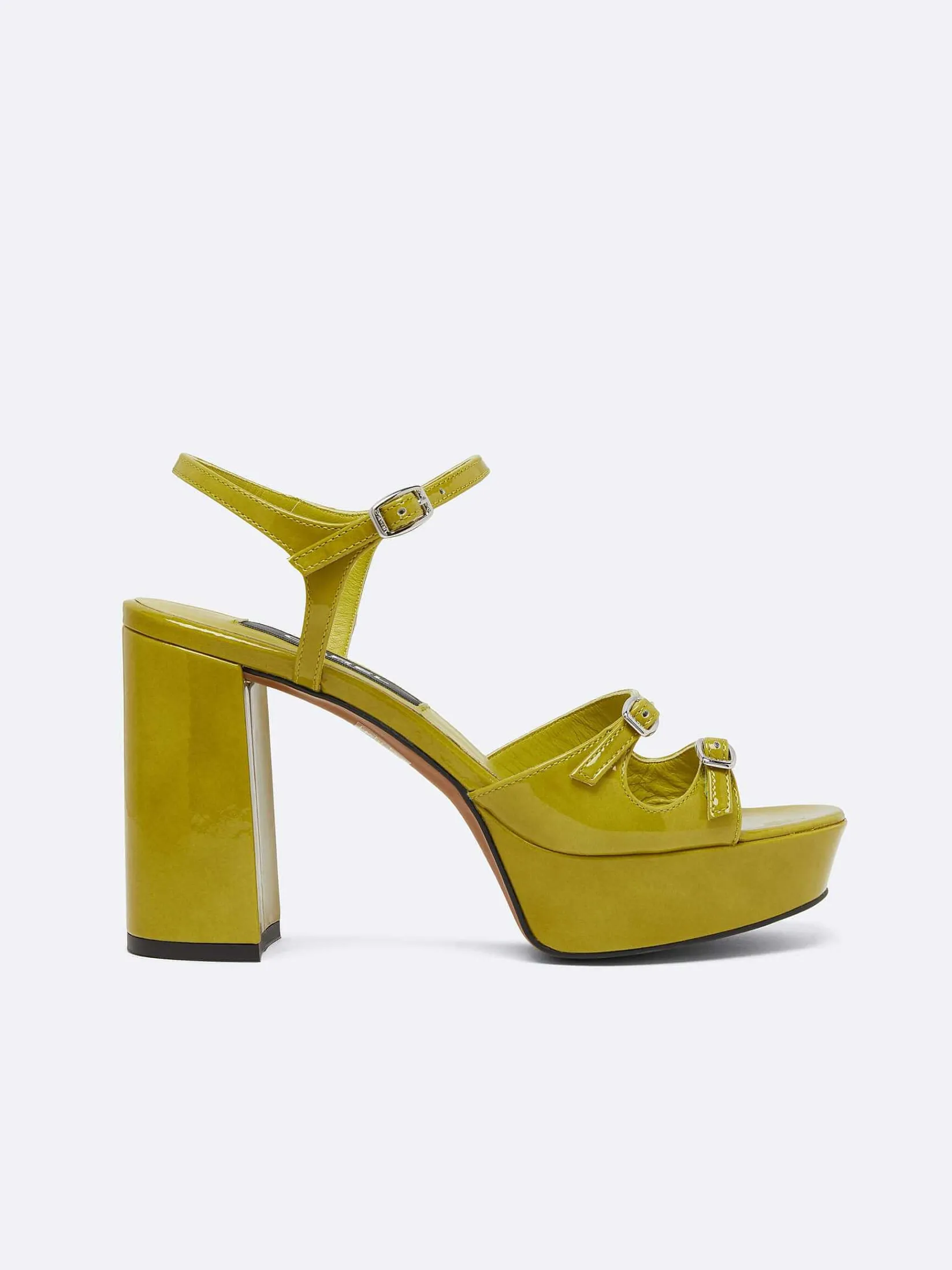 Green Anise Patent Leather Platform Sandals-Carel Clearance