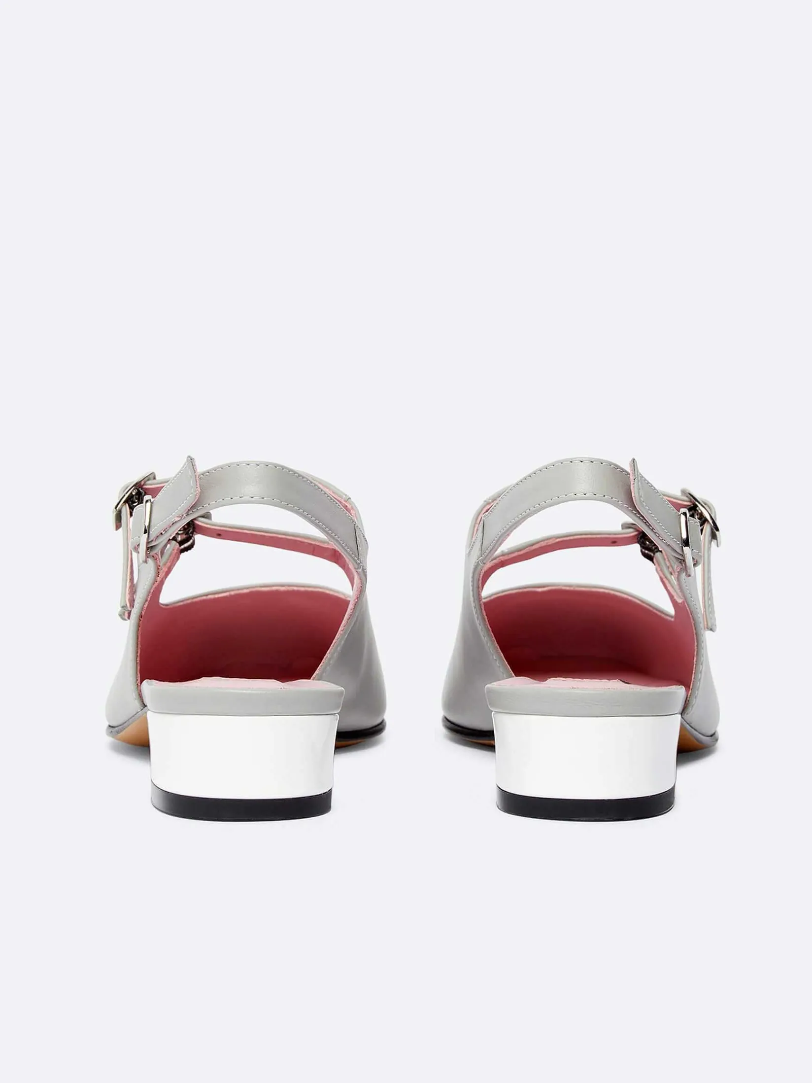 Grey Leather And White Patent Leather Slingback Mary Janes-Carel Cheap