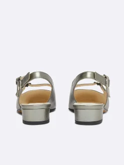 Grey Upcycled Laminated Leather Slingback Mary Janes-Carel Clearance