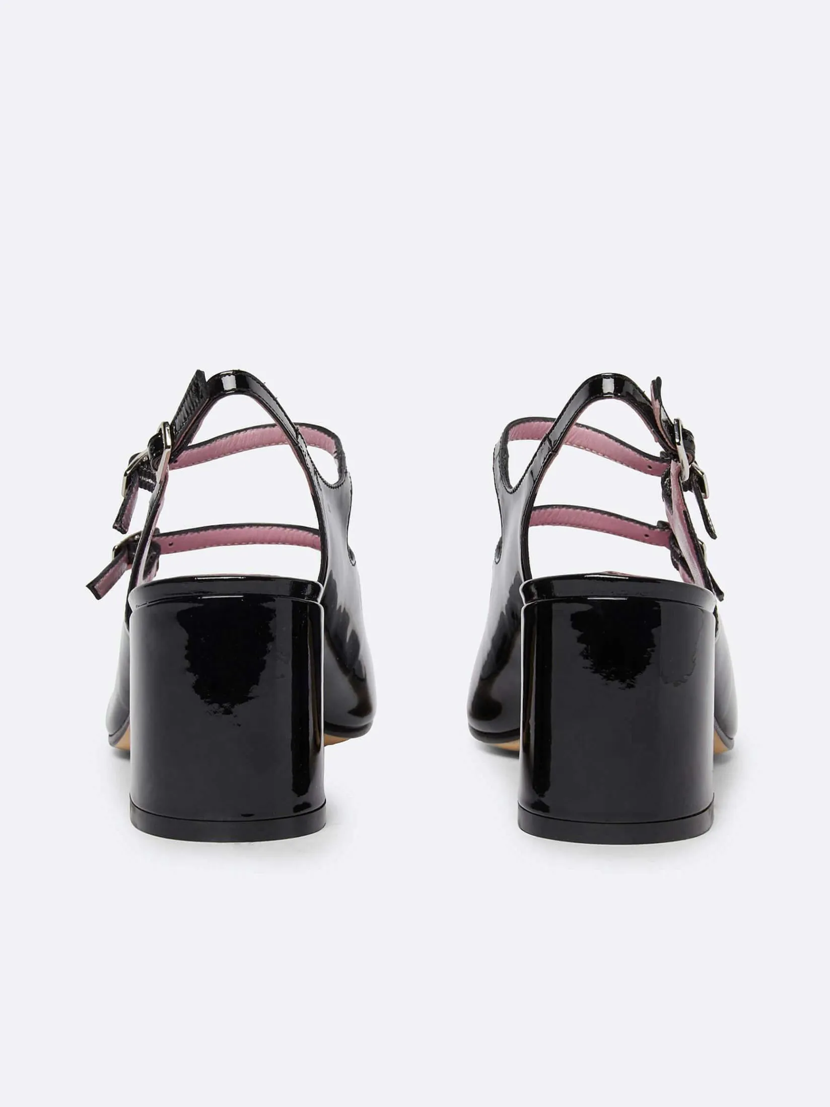 Ivory And Black Patent Leather Slingback Mary Janes-Carel Hot