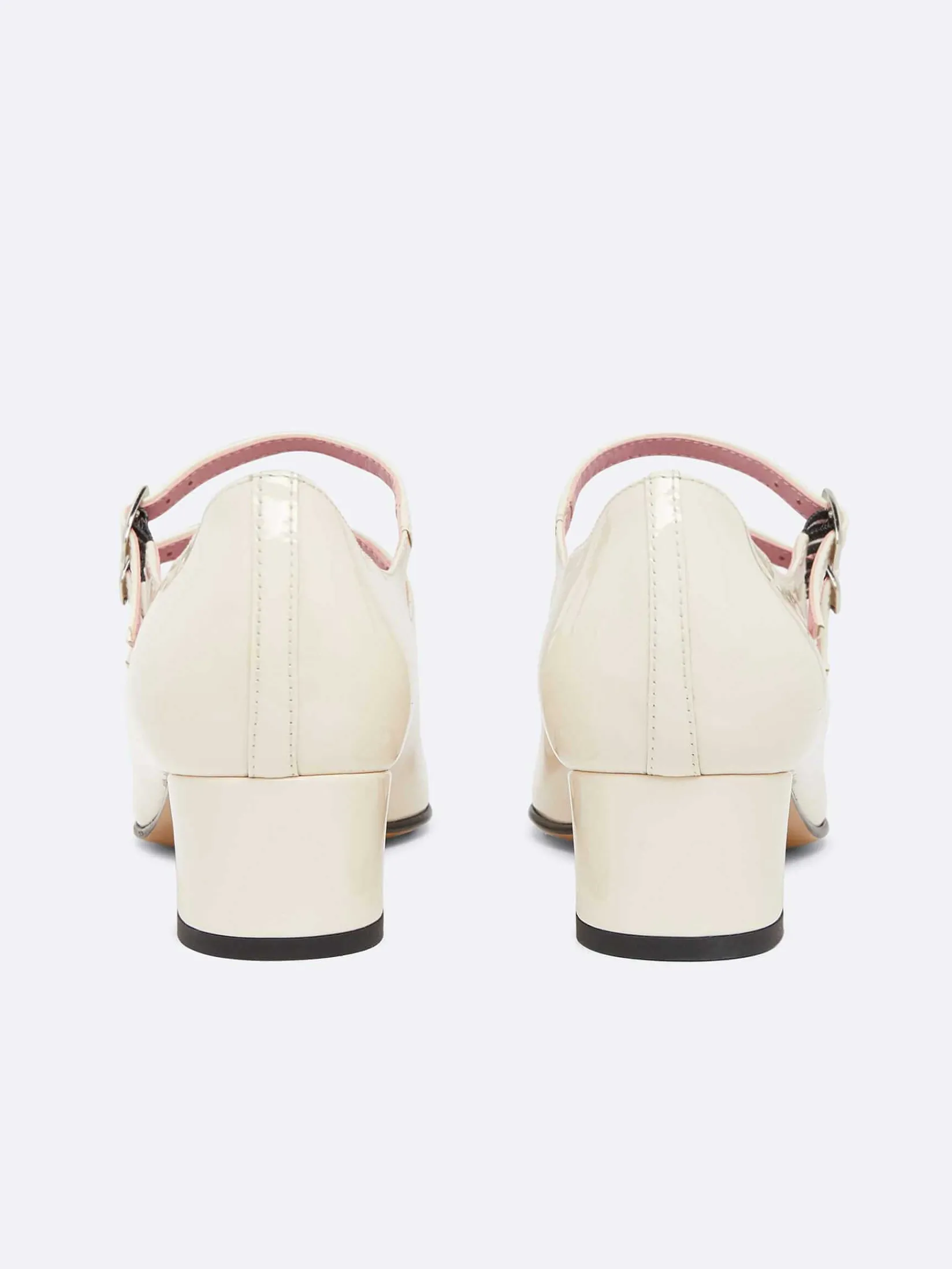 Ivory Upcycled Patent Leather Mary Janes Pumps-Carel Flash Sale