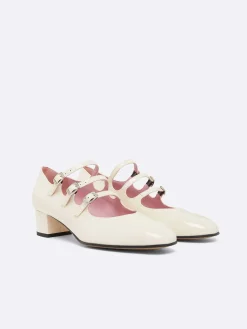 Ivory Upcycled Patent Leather Mary Janes Pumps-Carel Flash Sale