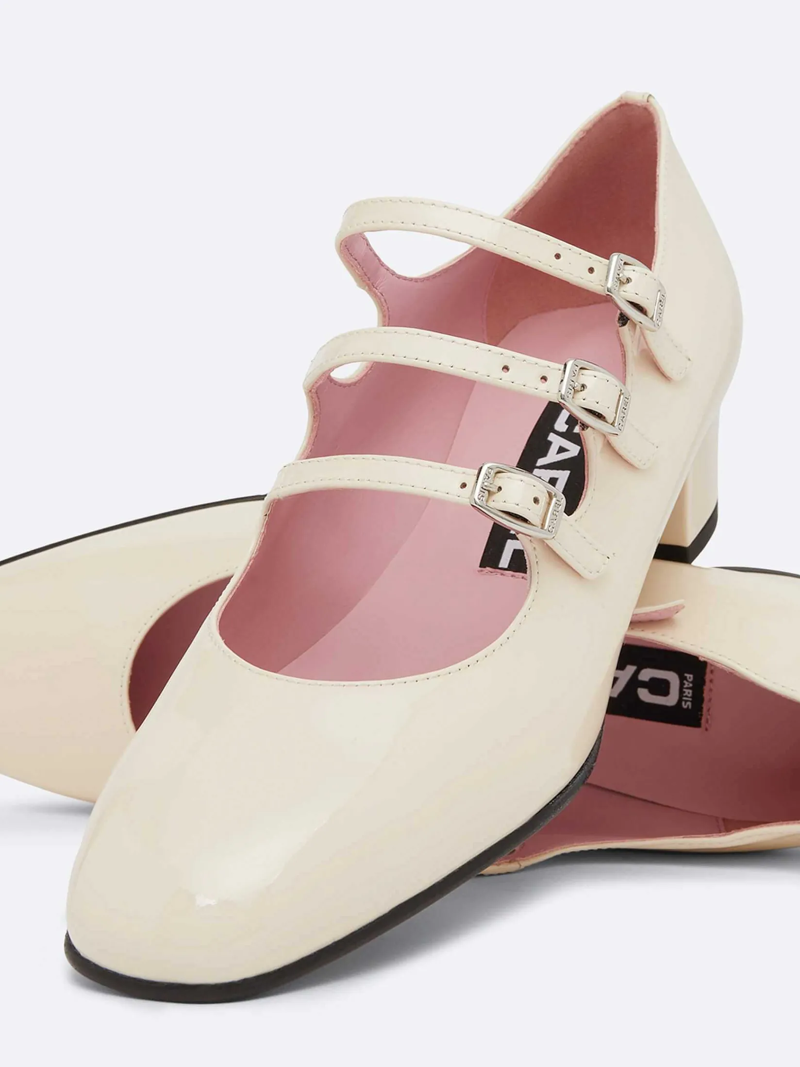 Ivory Upcycled Patent Leather Mary Janes Pumps-Carel Flash Sale