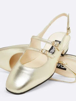 Laminated Platinium Leather Slingback Mary Janes-Carel Hot