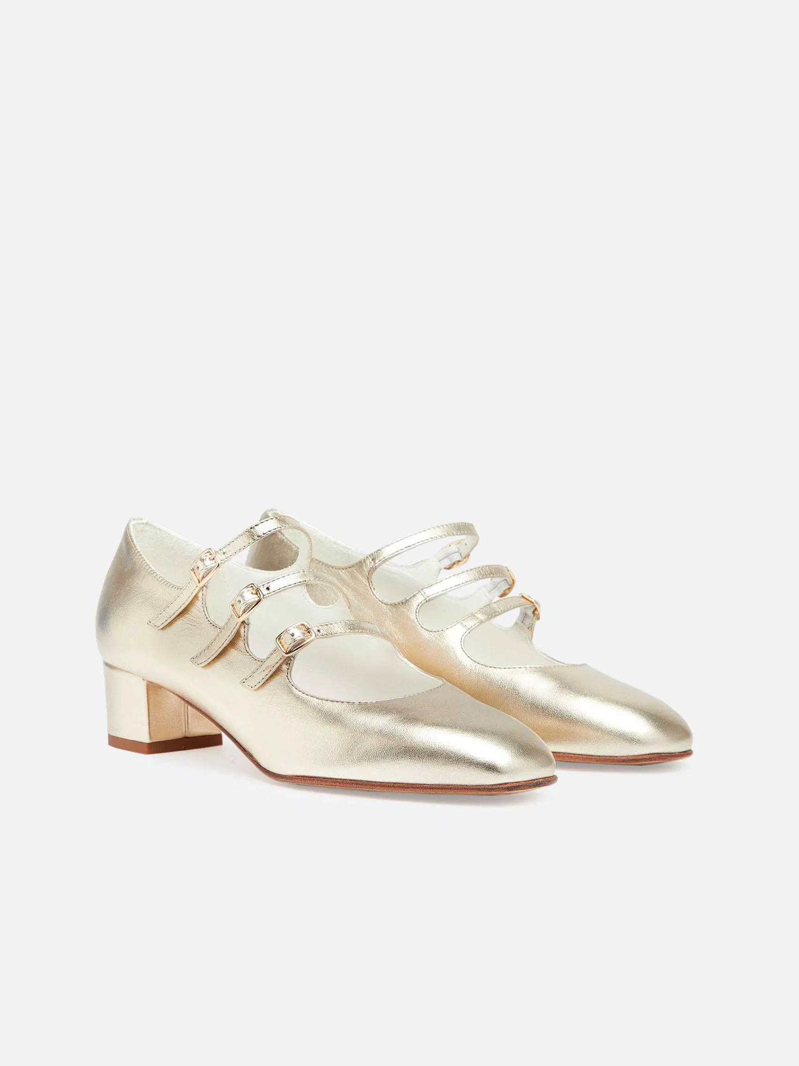 Laminated Platinum Leather Mary Janes Pumps-Carel Online