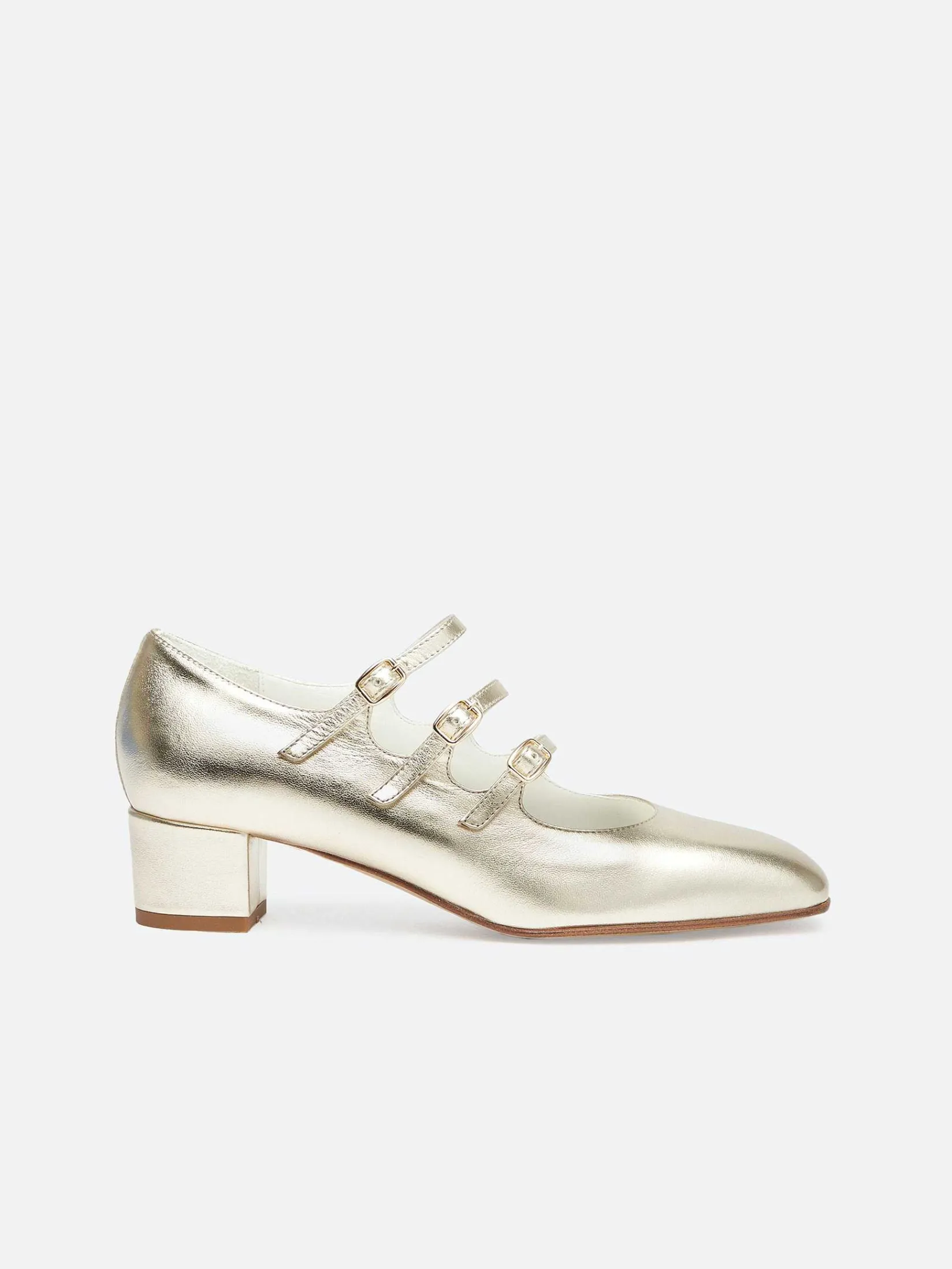 Laminated Platinum Leather Mary Janes Pumps-Carel Online