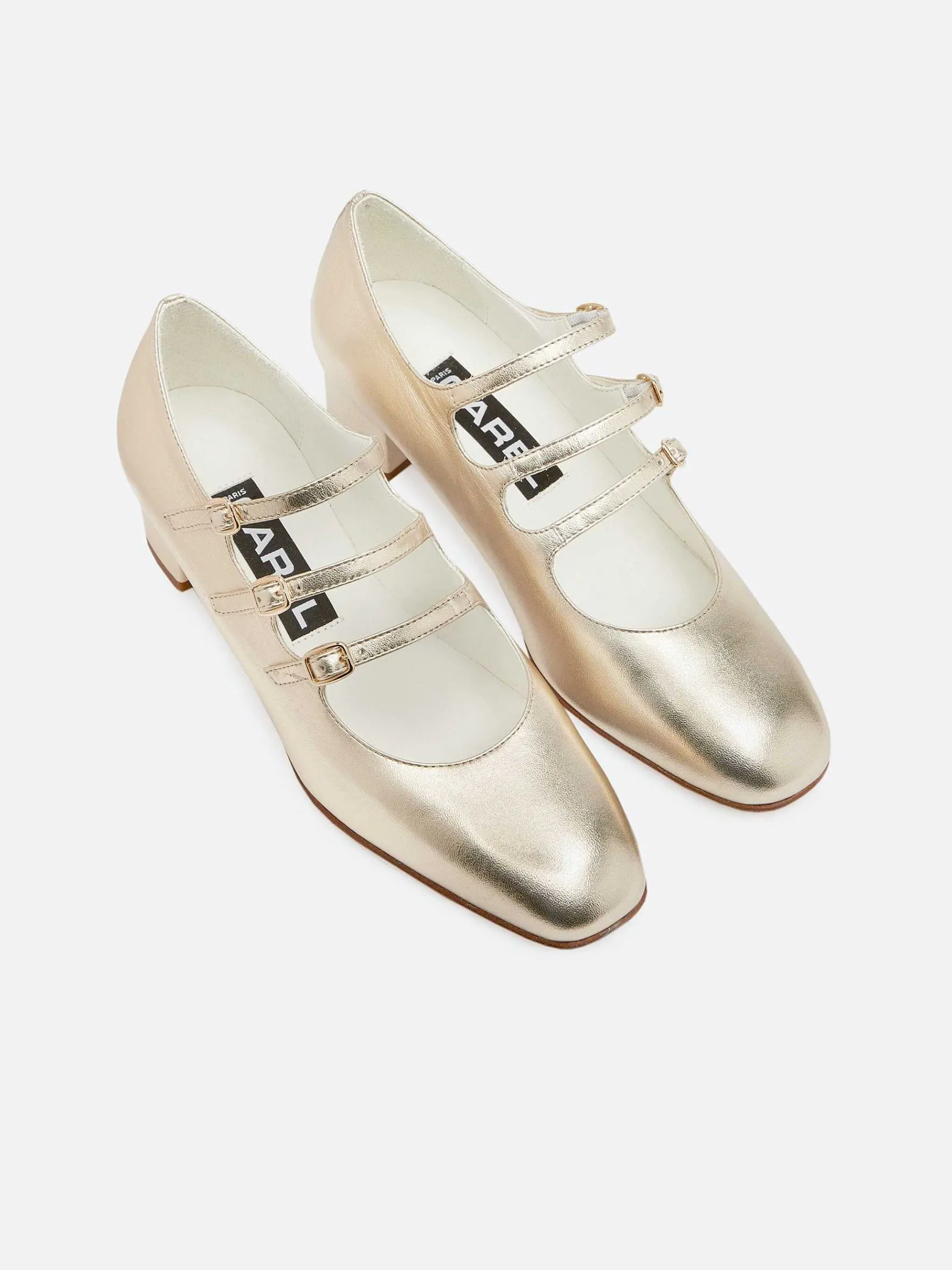 Laminated Platinum Leather Mary Janes Pumps-Carel Online