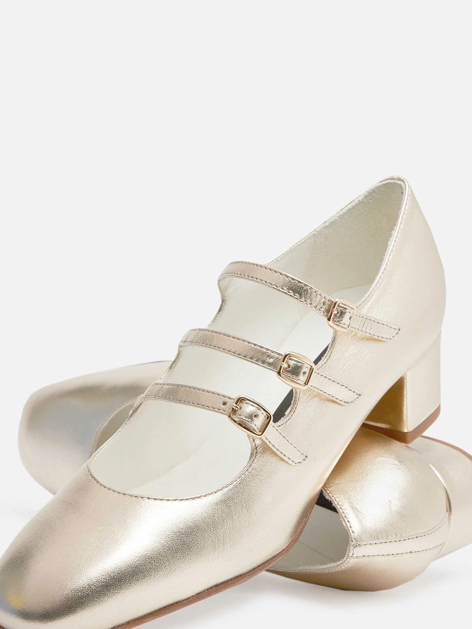 Laminated Platinum Leather Mary Janes Pumps-Carel Online