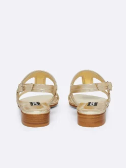 Laminated Platinum Leather Sandals-Carel New