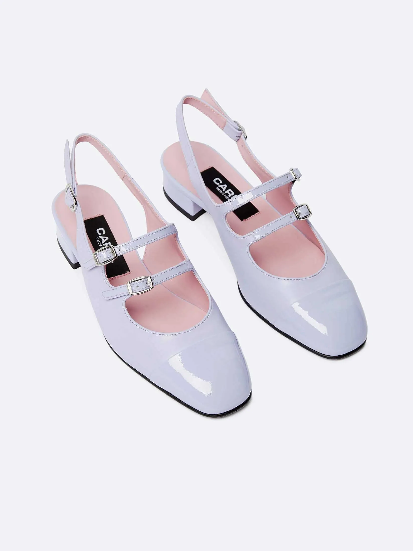 Lilac Leather And Lilac Patent Leather Slingback Mary Janes-Carel Online