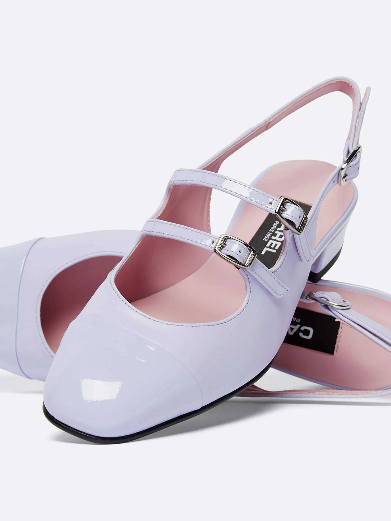 Lilac Leather And Lilac Patent Leather Slingback Mary Janes-Carel Online