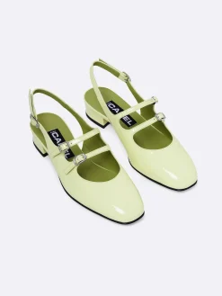 Lime Patent Leather Slingback Mary Janes-Carel Hot